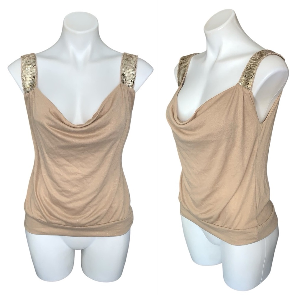 Y2K Orsay Glam Draped Golden Sequins Top